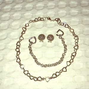 A heart set necklace, bracelet and earrings